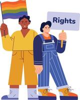Flat style illustration showing people doing peaceful protest vector