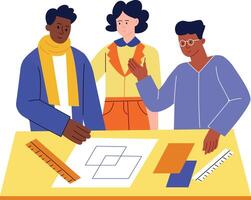A flat style illustration showing diverse teamwork vector