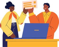 un plano estilo ilustración demostración caracteres consiguiendo igual pagar vector