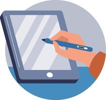 Flat style illustration showing an e reading device vector