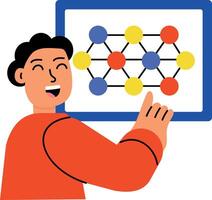 A flat style illustration showing a neural network vector
