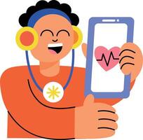 Flat style illustration showing a character using a health tracker vector