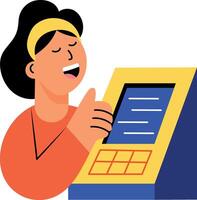 A flat style illustration showing a person with running terminal vector