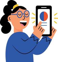 A flat style illustration showing a person doing speech synthesis vector