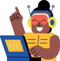 Flat style illustration showing user performing software testing vector