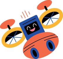 A flat style illustration showing autonomous drone vector