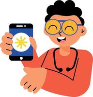 Flat style illustration showing an ai doctor service vector