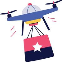 A flat style illustration showing drone takeaway vector
