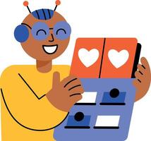 A flat style illustration showing an inventory robot vector