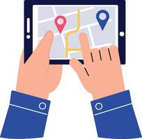 Flat style illustration showing tracking app open on mobile vector