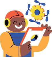 A flat style illustration showing ai technician vector