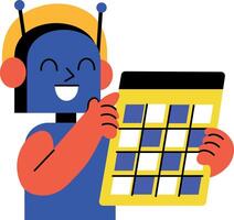 A flat style illustration showing robot planning vector
