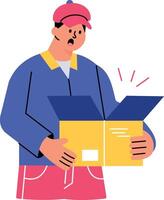 A flat style illustration showing open parcel vector