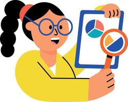 A flat style illustration showing a person doing insights vector