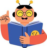A flat style illustration showing a teaching robot vector