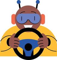 A flat style illustration showing a robot driver vector