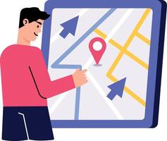 Flat style illustration showing delivery location marked on map vector