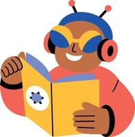 A flat style illustration showing ai reader vector