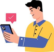 A flat style illustration showing a person doing order confirmation vector