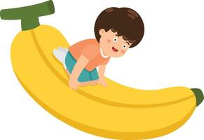kid boy with banana Slider vector