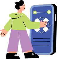 Flat style illustration showing login screen for digital access vector