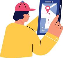 Flat style illustration showing a character using an online tracking app vector