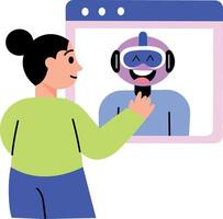Flat style illustration showing robot chat between two characters vector