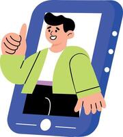 A flat style illustration showing character stepping into a portal vector