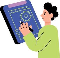A flat style illustration showing engineer prototyping new device vector