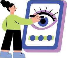 A flat style illustration showing a robotic eye vector