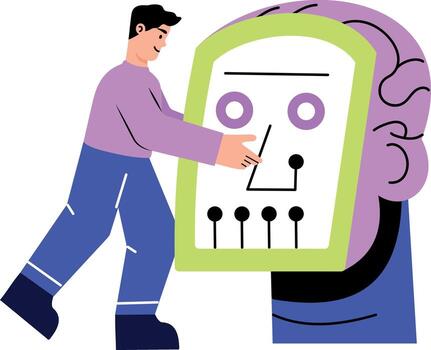 un plano estilo ilustración demostración un robot ingeniero vector