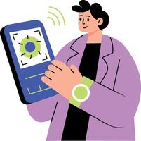 Flat style illustration showing character doing visual diagnosis vector