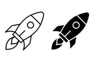 rocket silhouette Icon set with reflection vector