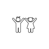 simple boy and girl icon, baby symbol with editable stroke vector