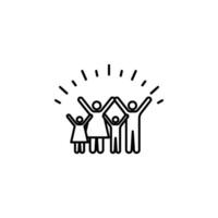 Happy Family Flat Icon Graphic Black and White vector