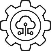 Glowing Cloud Computing Icon Tech Gear Network Symbol in Gradient Style vector