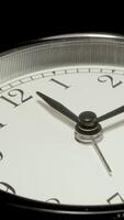 A close up of a clock with black hands video