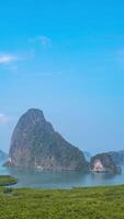 A view of a mountain range and a body of water video