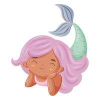 Dreamy Pink-Haired Mermaid Illustration vector