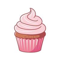 Cupcake with pink frosting logo design vector