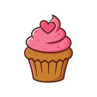 Cupcake logo design with pink frosting and a heart on top vector