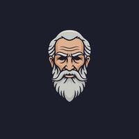 Old man with a beard and mustache logo design vector