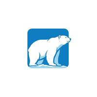 Polar bear logo design on a blue background vector