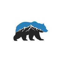 Bear logo design with mountains in the background vector