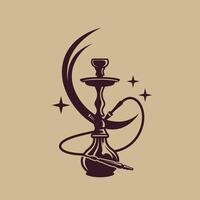 Hookah pipe logo design with stars around vector