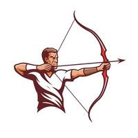 Man with bow and arrow logo design vector
