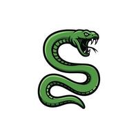 Green snake logo design with its mouth open vector