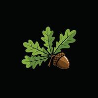 Acorn with oak leaves logo design on a black background vector