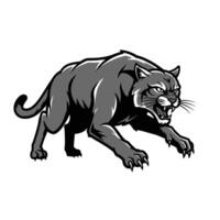 Black tiger running logo design with its mouth open vector