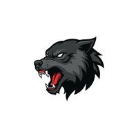 Wolf head logo design with its mouth open vector